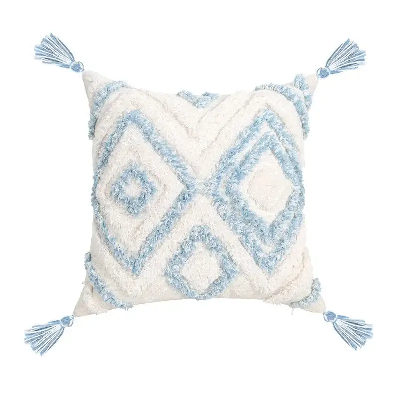 Blue and white geometric tufted pillowcase set bedroom long pillow