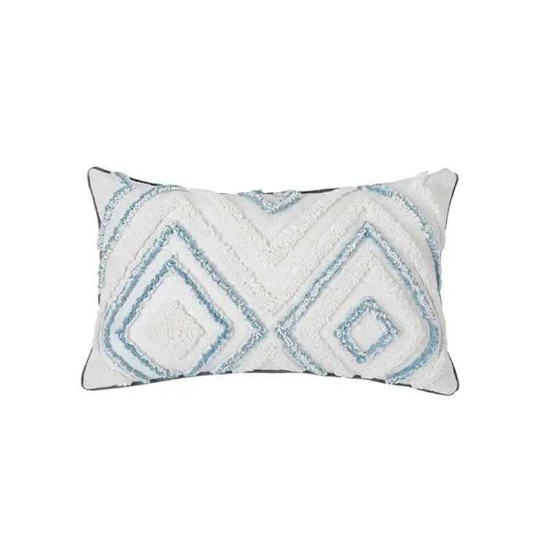 Blue and white geometric tufted pillowcase set bedroom long pillow