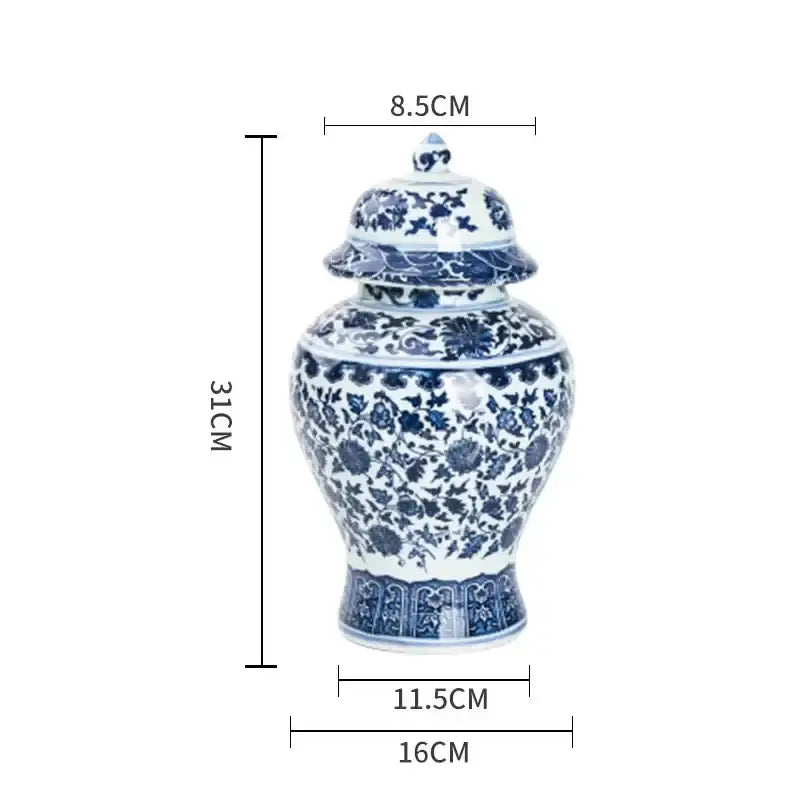 Blue and white porcelain dragon ginger jar dining room storage pot