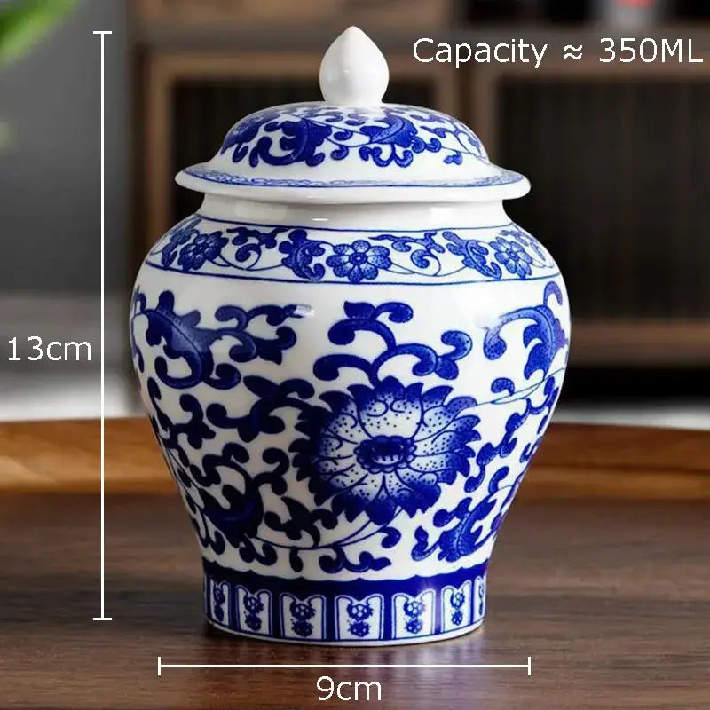 Blue and white porcelain general jar tea canister dining room decor
