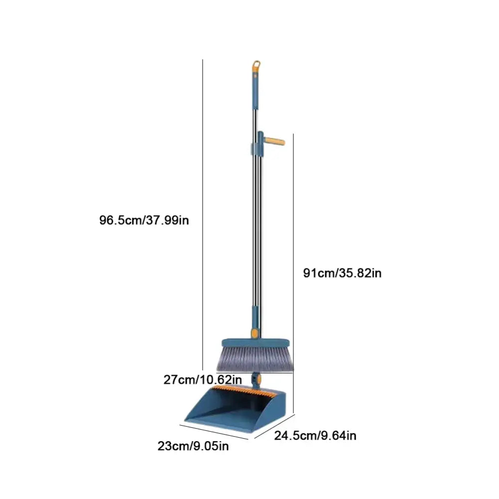 Blue and yellow broom scoop set kitchen cleaning tool with telescoping handle