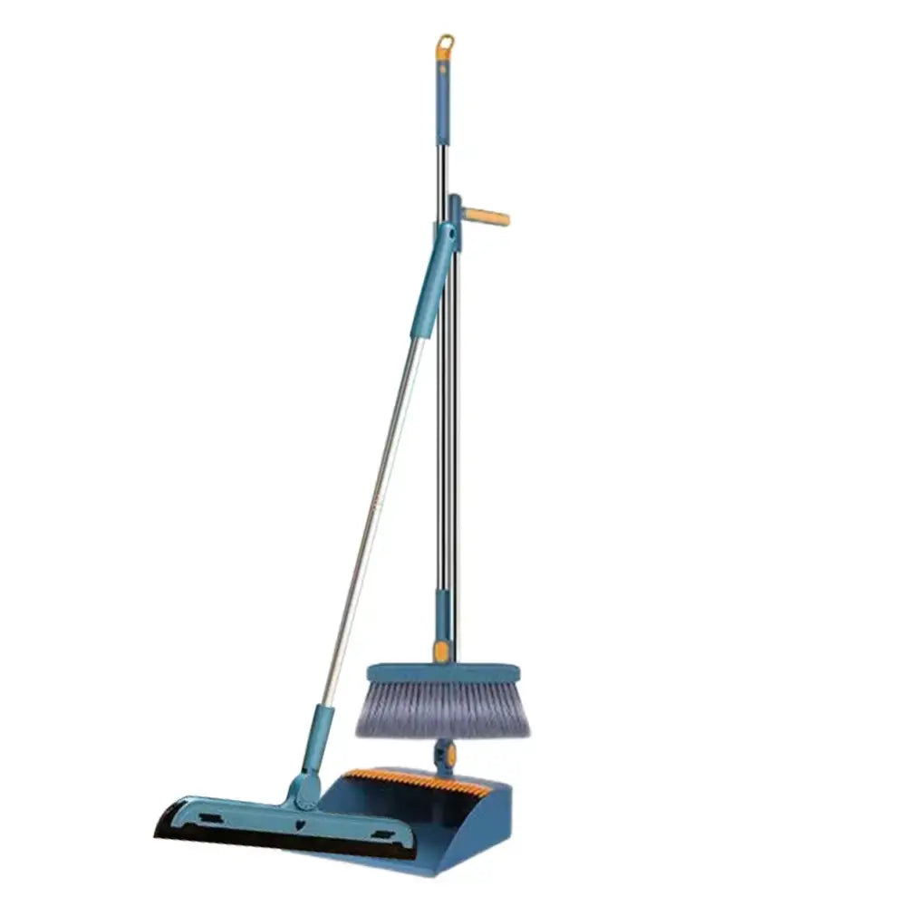 Blue and yellow broom scoop set kitchen cleaning tool with telescoping handle