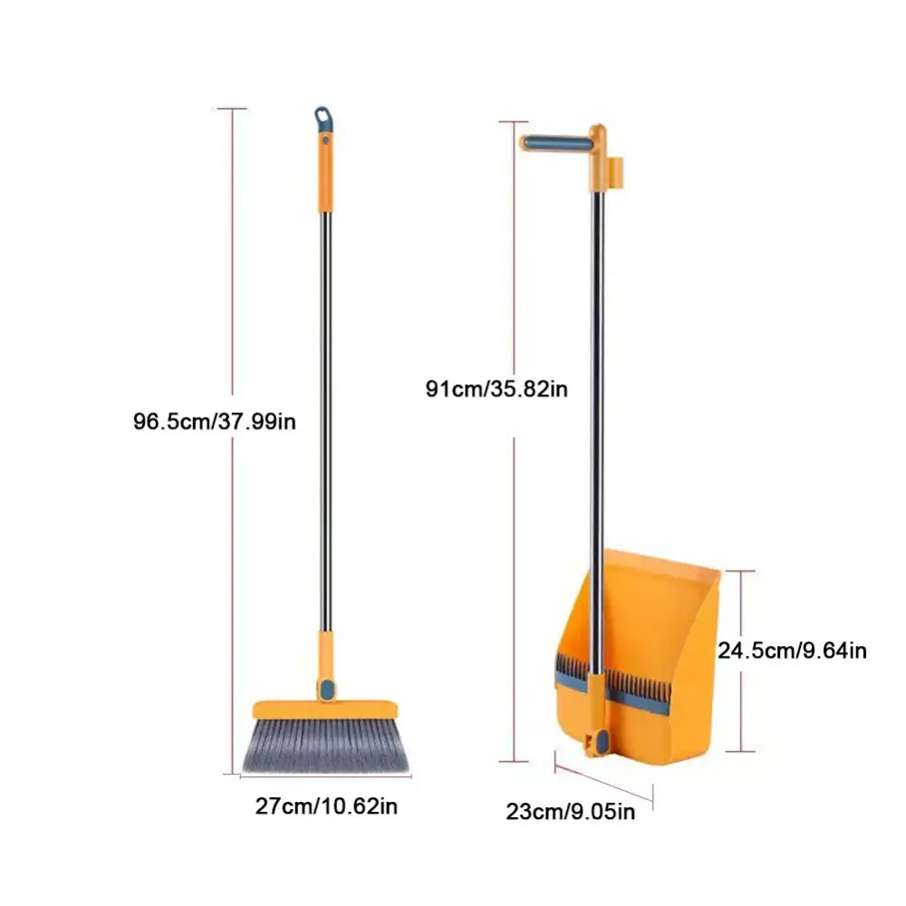 Blue and yellow broom scoop set kitchen cleaning tool with telescoping handle