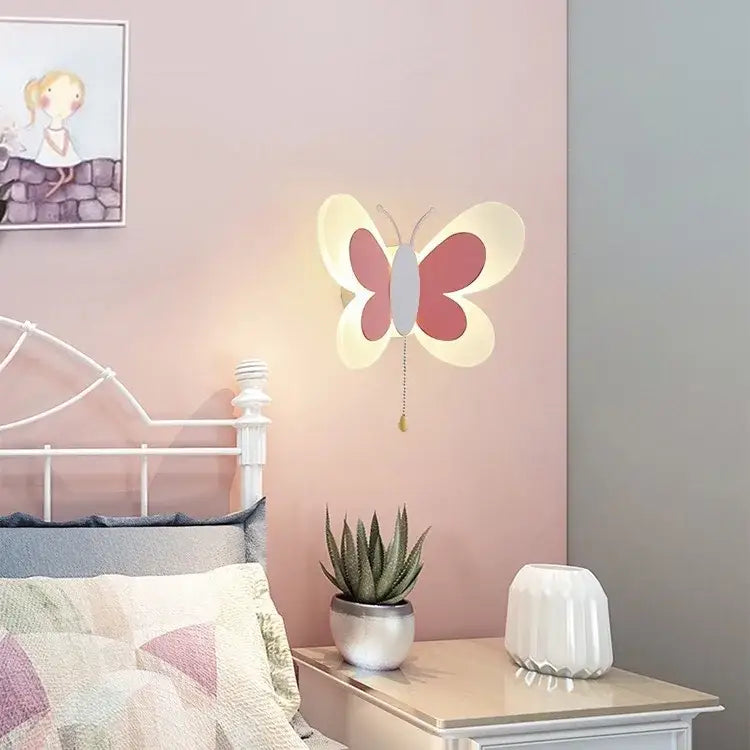 Blue butterfly girl cartoon children room lamp for bedroom