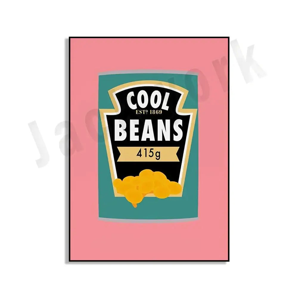 Blue cool beans pesto pasta framed kitchen wall art set of 6
