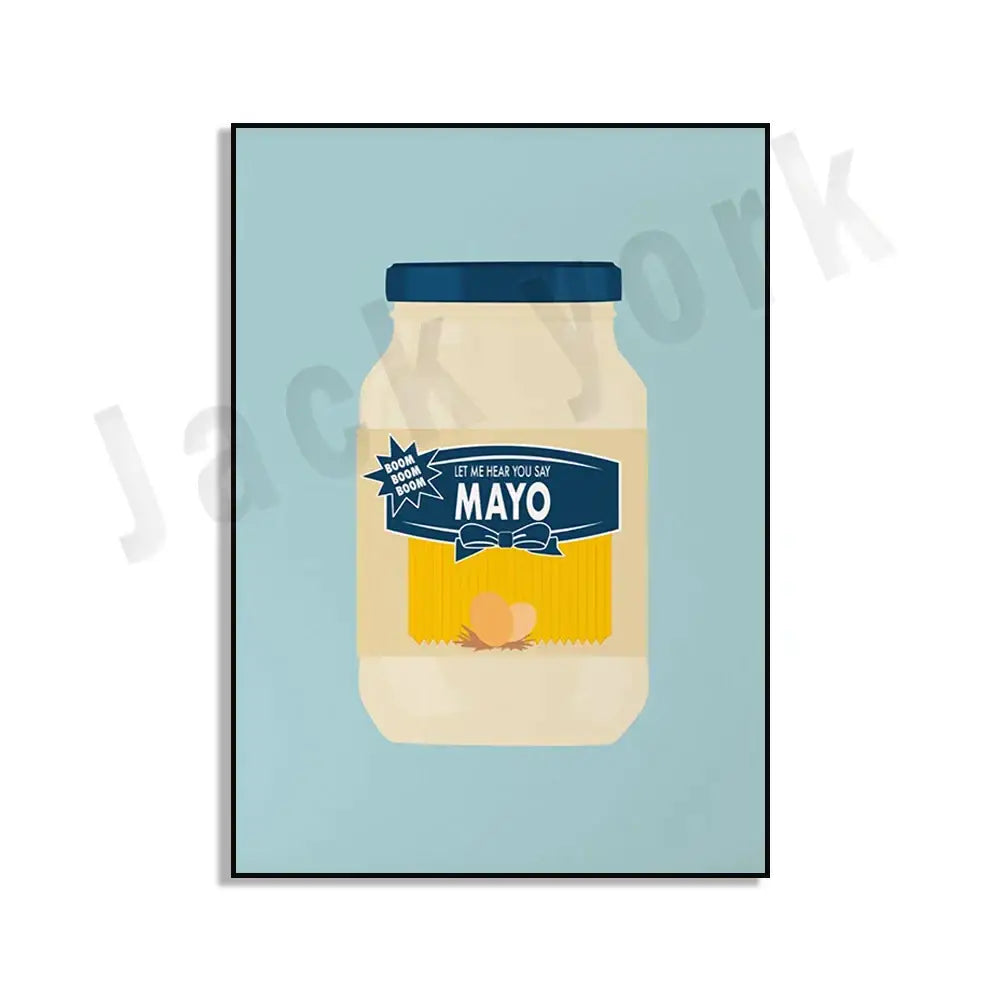 Blue cool beans pesto pasta framed kitchen wall art set of 6