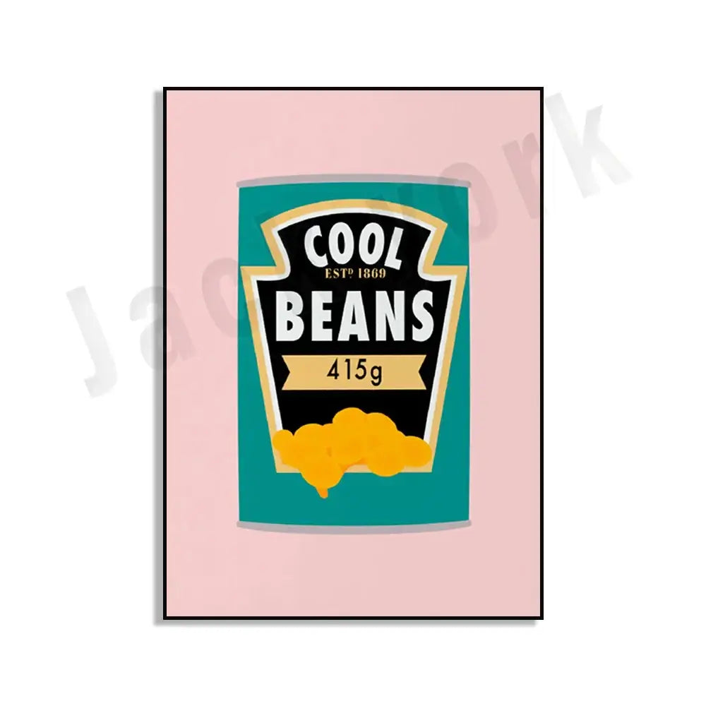 Blue cool beans pesto pasta framed kitchen wall art set of 6