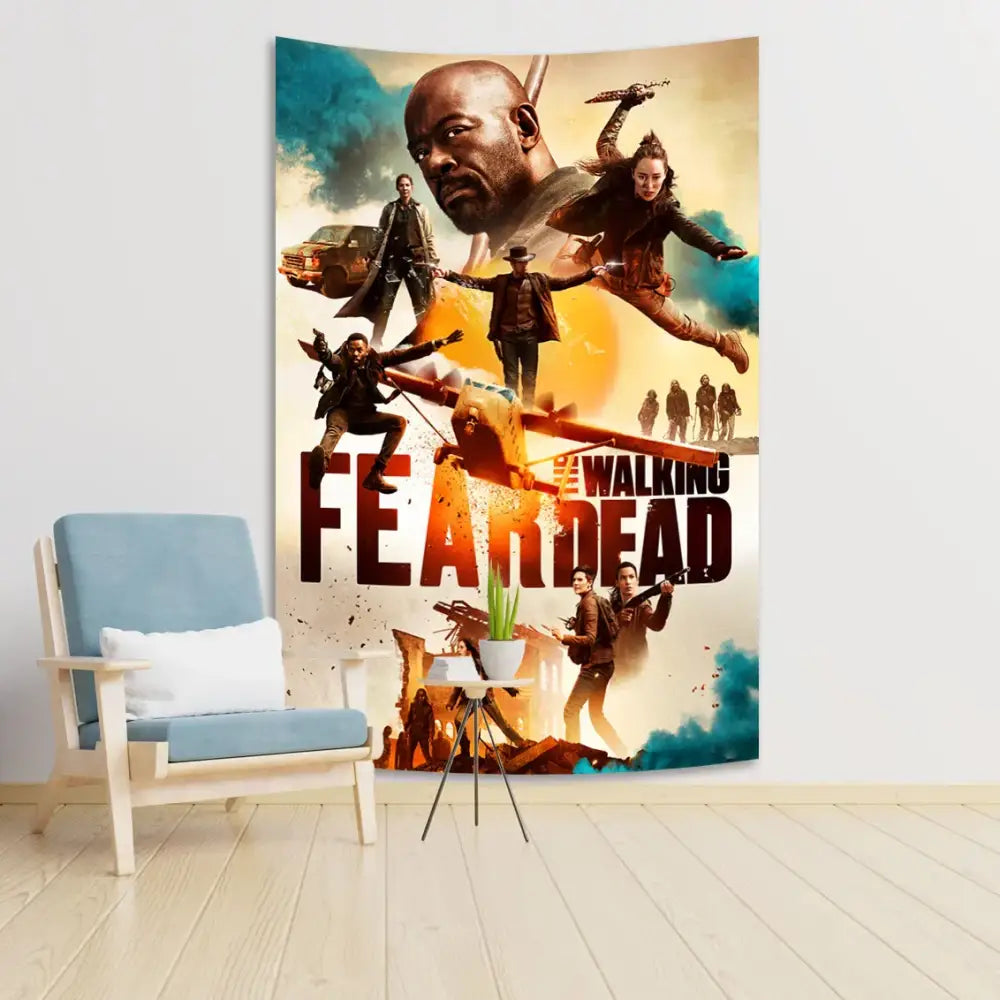 Blue decorbites daryl dixon tapestry bedroom wall art
