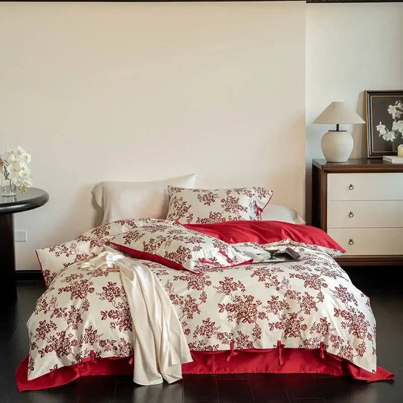 Blue floral 100s egyptian cotton bedding set bedroom decor
