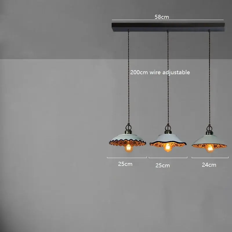 Blue floral ceramic led pendant lamp dining room lighting