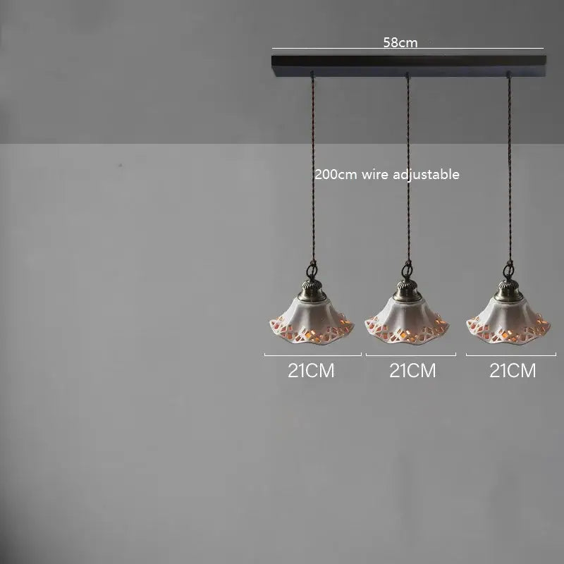 Blue floral ceramic led pendant lamp dining room lighting