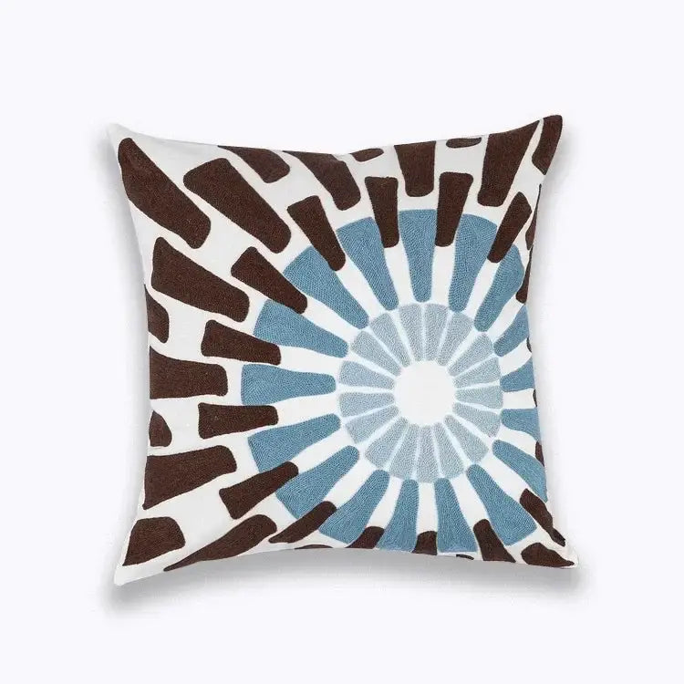 Blue floral mandala cotton pillow cover living room decor