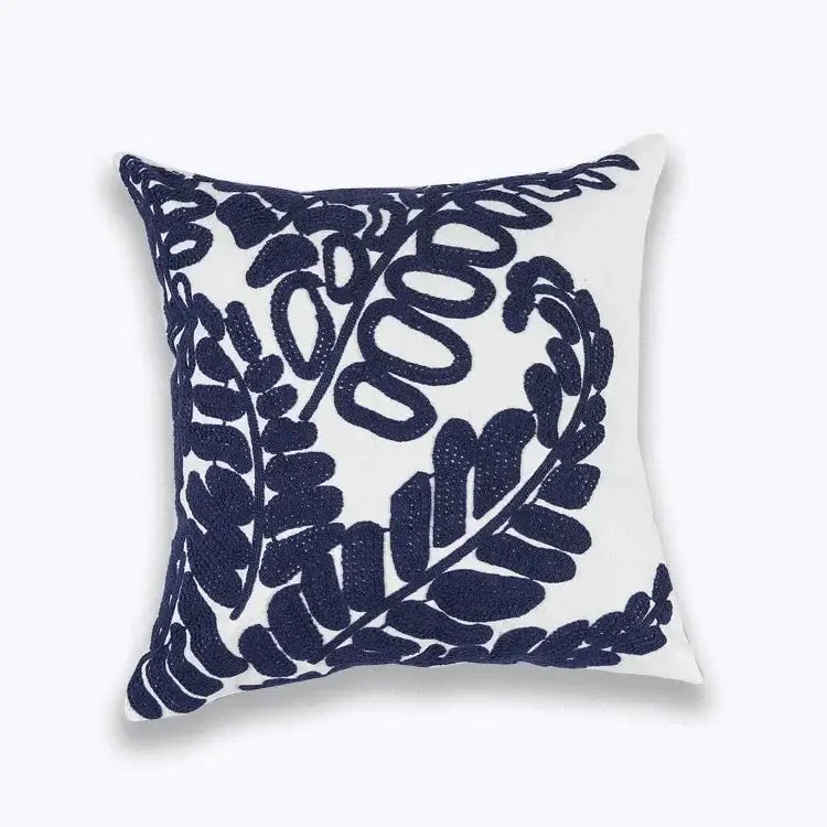 Blue floral mandala cotton pillow cover living room decor