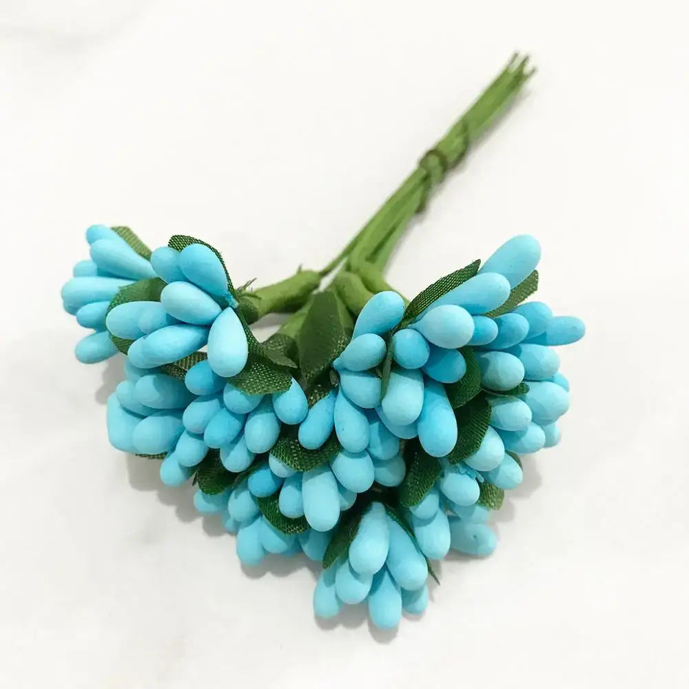 Blue flower cherry stamen berries bundle for living room decor