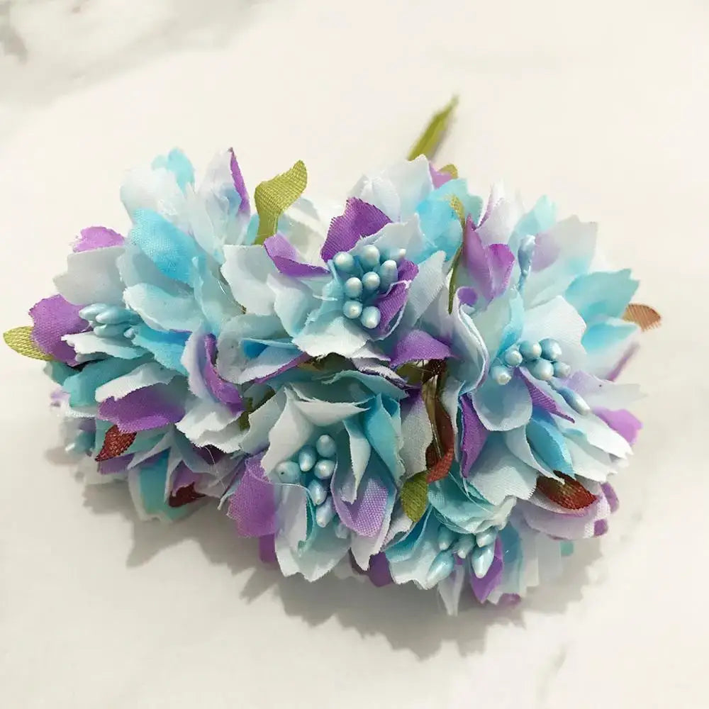 Blue flower cherry stamen berries bundle for living room decor