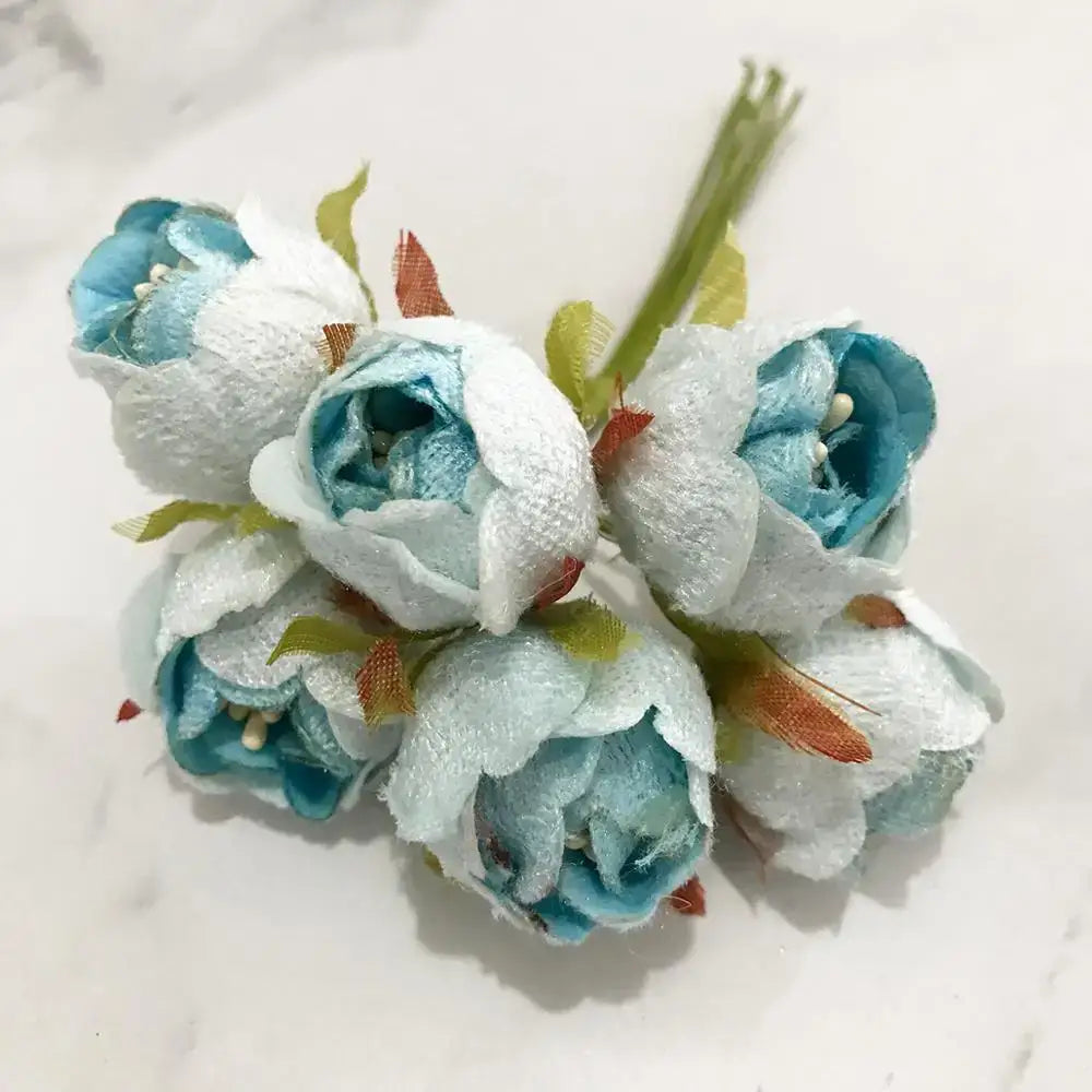 Blue flower cherry stamen berries bundle for living room decor