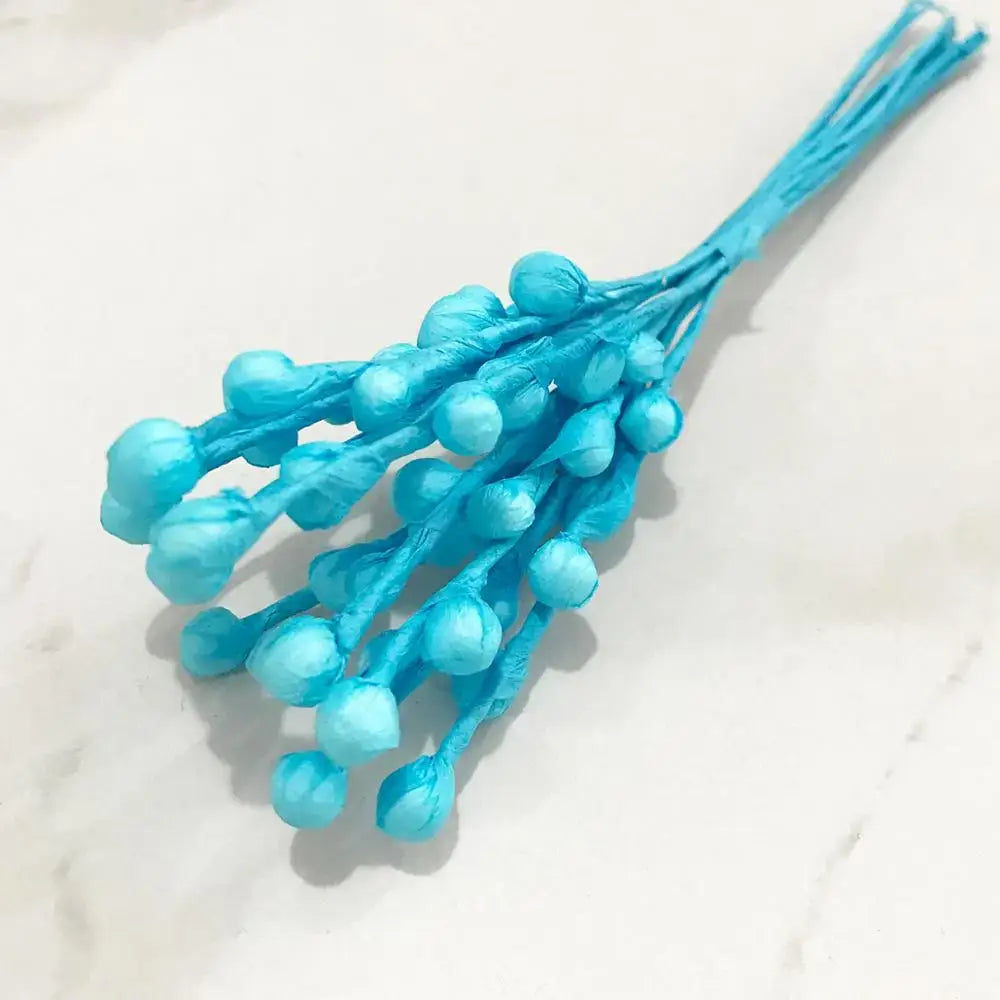 Blue flower cherry stamen berries bundle for living room decor