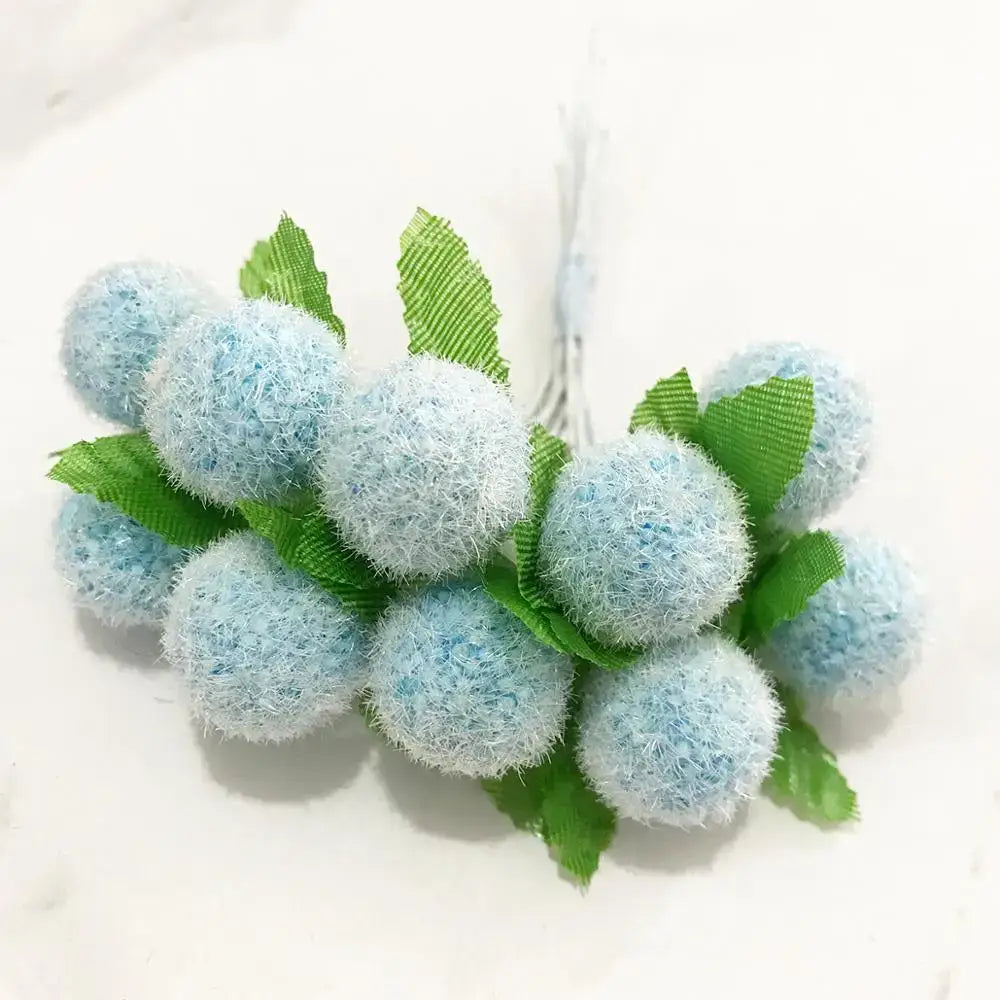 Blue flower cherry stamen berries bundle for living room decor