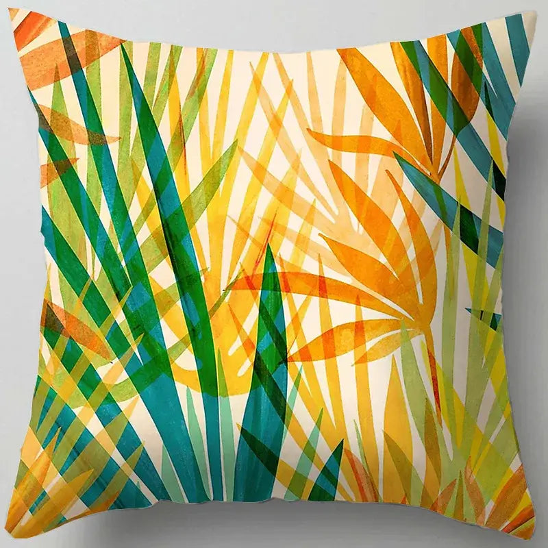 Blue flower leaves pattern cushion cover living room throw pillow
