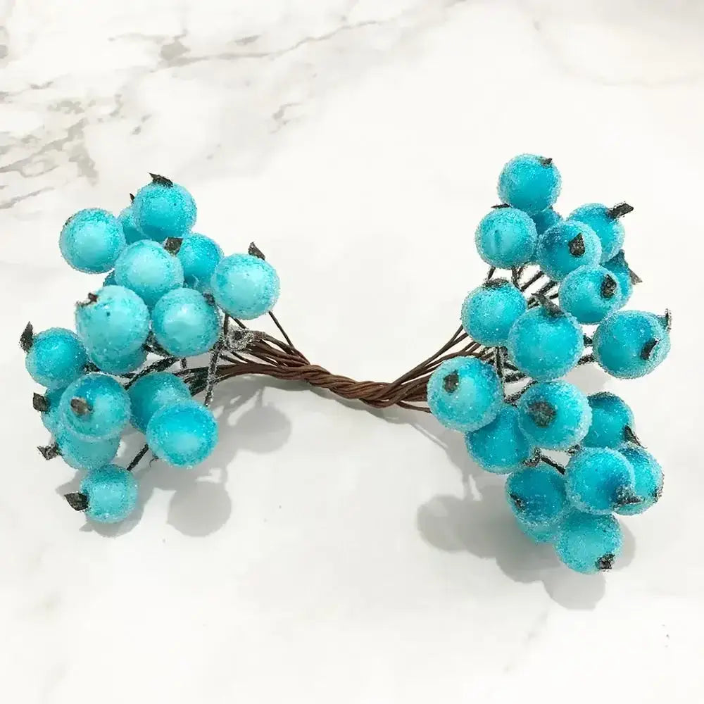 Blue flower stamen berries bundle for kitchen cake decor