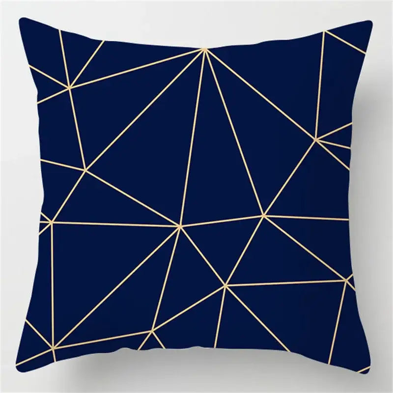 Blue geometric marble throw pillows for living room decor