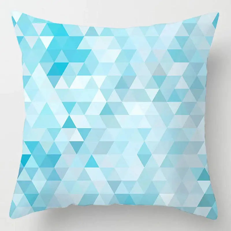 Blue geometric marble throw pillows for living room decor