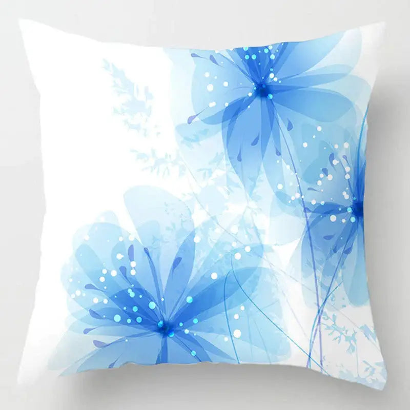 Blue geometric marble throw pillows for living room decor