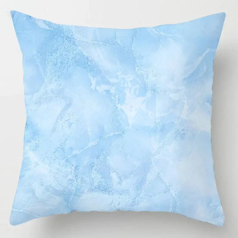 Blue geometric marble throw pillows for living room decor