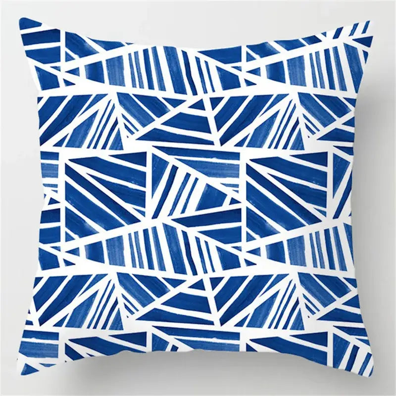 Blue geometric marble throw pillows for living room decor