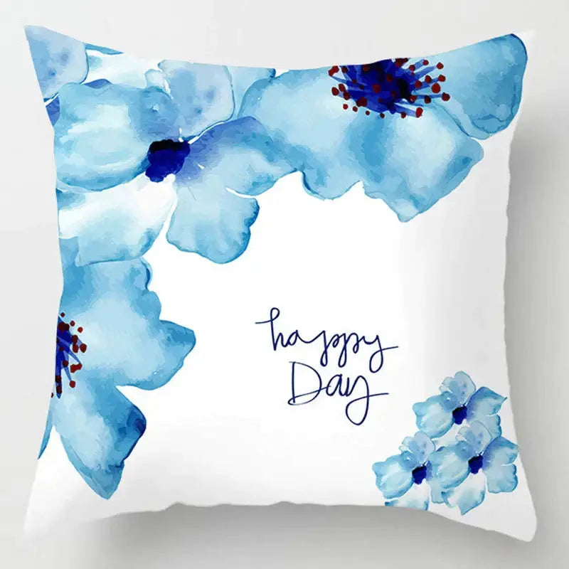 Blue geometric marble throw pillows for living room decor