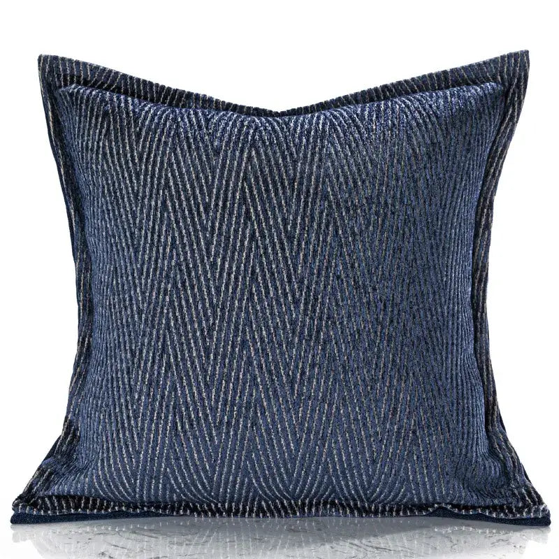 Blue geometry jacquard pillow cover living room textured throw