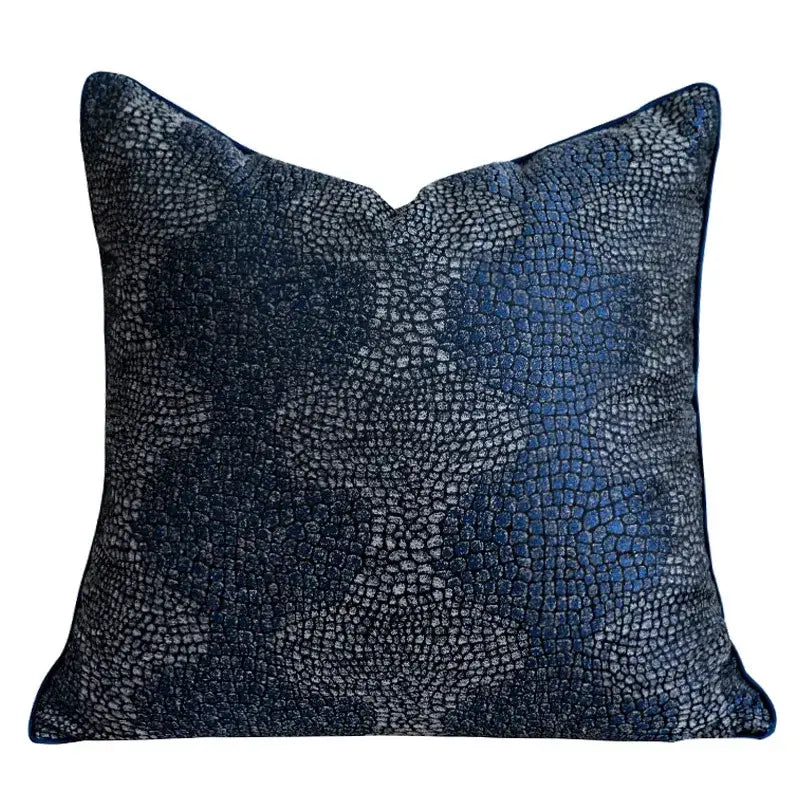 Blue geometry jacquard pillow cover living room textured throw