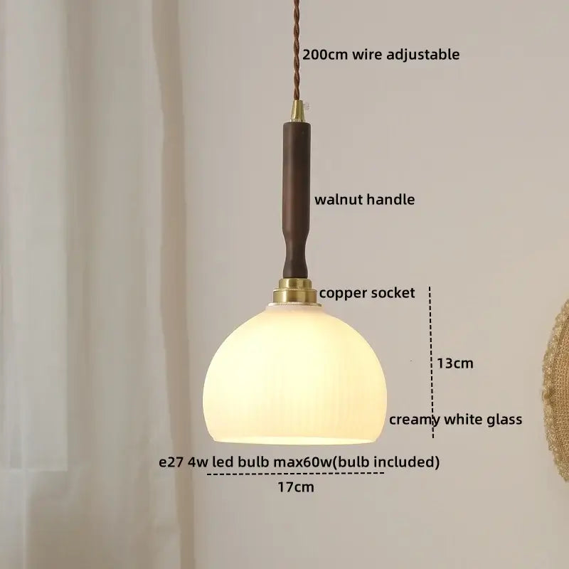 Blue glass led pendant lamp with brass for dining room