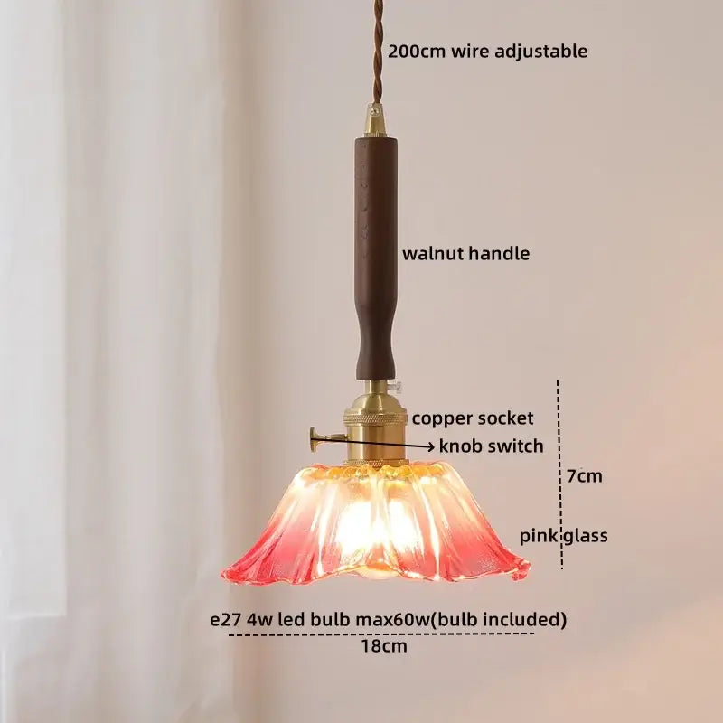Blue glass led pendant lamp with brass for dining room