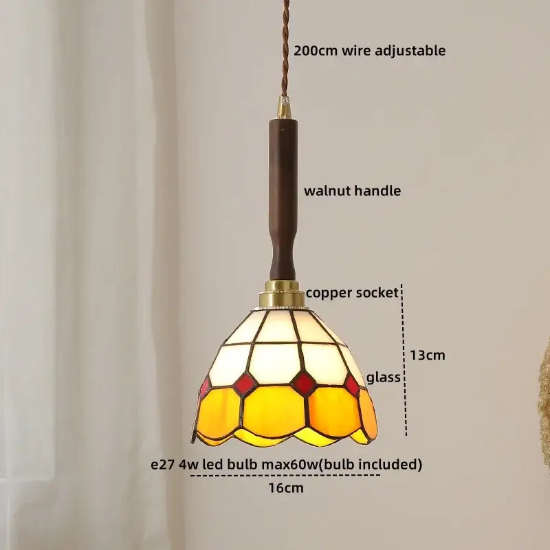 Blue glass led pendant lamp with brass for dining room