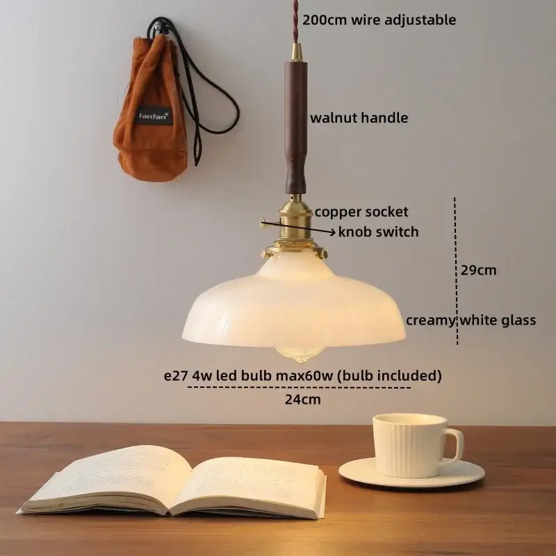 Blue glass led pendant lamp with brass for dining room