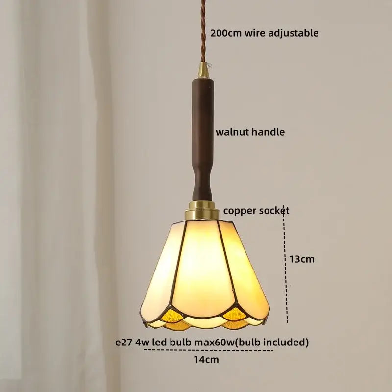 Blue glass led pendant lamp with brass for dining room