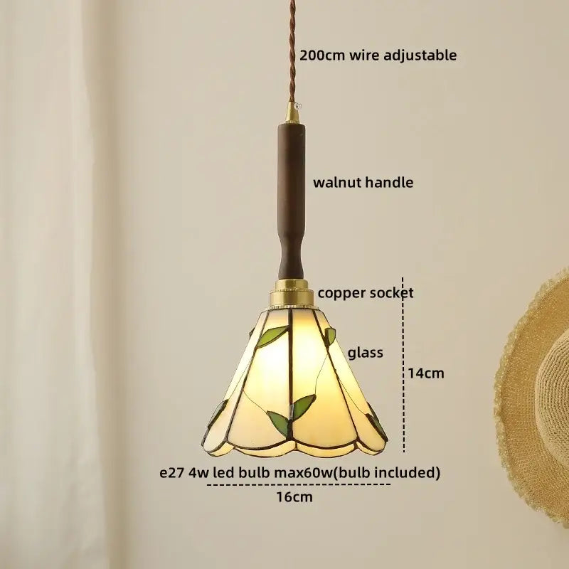 Blue glass led pendant lamp with brass for dining room