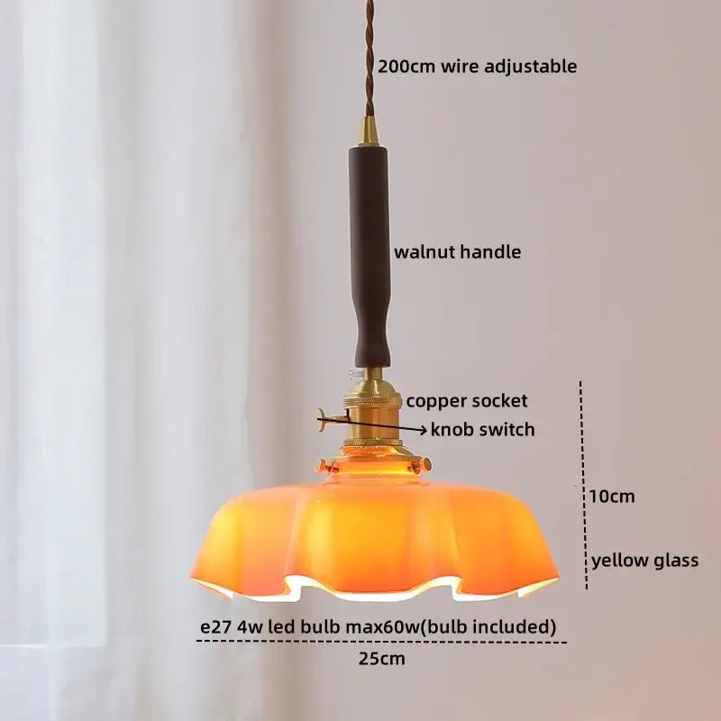 Blue glass led pendant lamp with brass for dining room