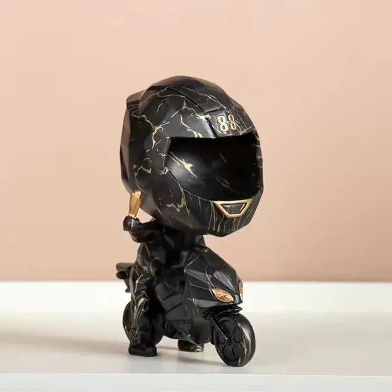 Blue & gold marble motorcycle helmet watch display living room decor