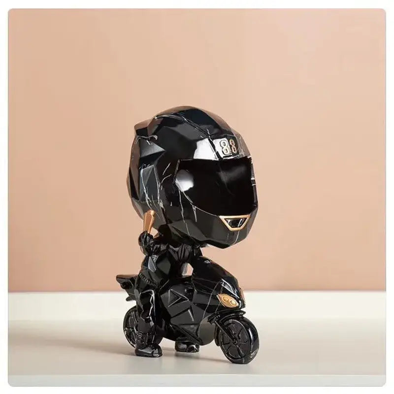 Blue & gold marble motorcycle helmet watch display living room decor