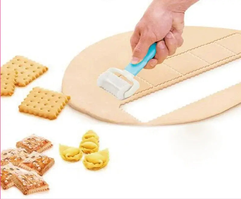 Blue & gray plastic dough cutter dumpling maker kitchen tool set