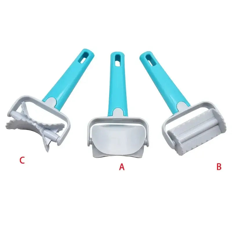 Blue & gray plastic dough cutter dumpling maker kitchen tool set