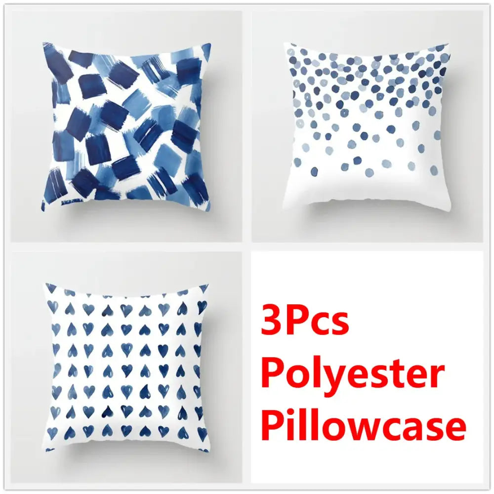 Blue ink flower cushion cover set living room watercolor decor