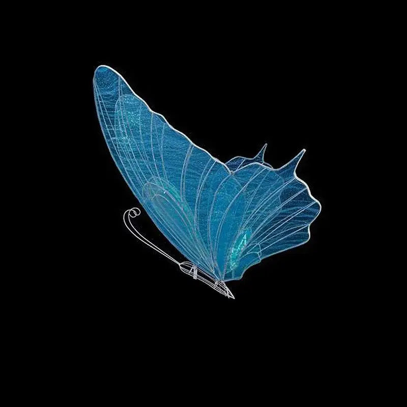 Blue lace led butterflies wedding decor for bedroom glowing wings