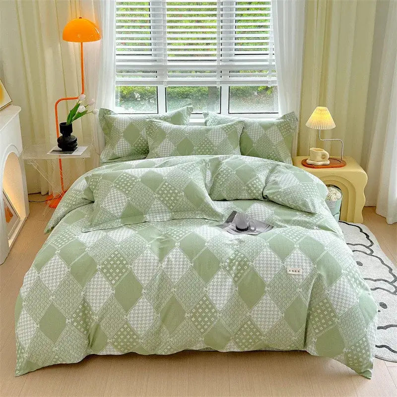 Blue lavender & cream cotton stripe comforter cover – bedroom set