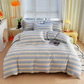 Blue lavender & cream cotton stripe comforter cover – bedroom set