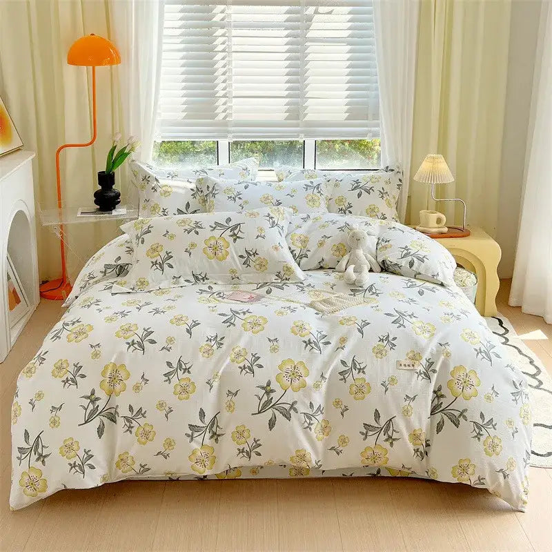 Blue lavender & cream cotton stripe comforter cover – bedroom set