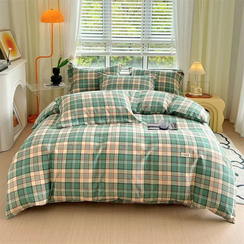 Blue lavender & cream cotton stripe comforter cover – bedroom set