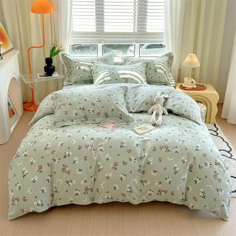 Blue lavender & cream cotton stripe comforter cover – bedroom set